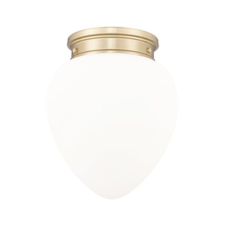 Z-Lite Gideon Flush Mount, 1-Light, 12.5 In.W x 15 In.H, Modern Gold/Etched Opal 1945F12-MGLD